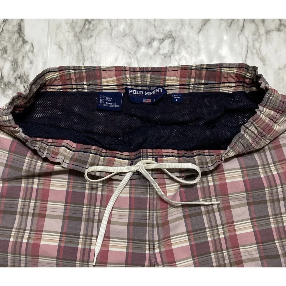 Polo Sport Ralph Lauren Men's Size L Multicolor Plaid Swim‎ Trunks Board Shorts